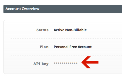 Copy the API Key on Akismet's Website